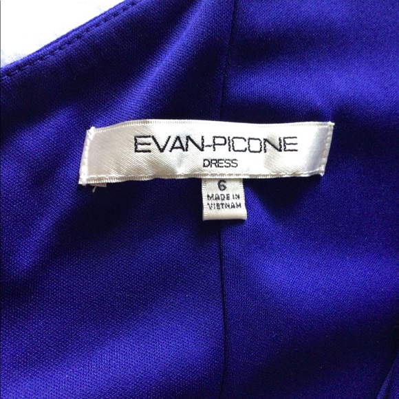 Evan-Picone One Shoulder Royal Blue Knit Dress. 6 - Picture 6 of 12
